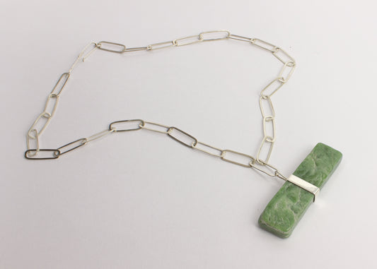HA33: Down to earth pounamu pendant on handmade chain