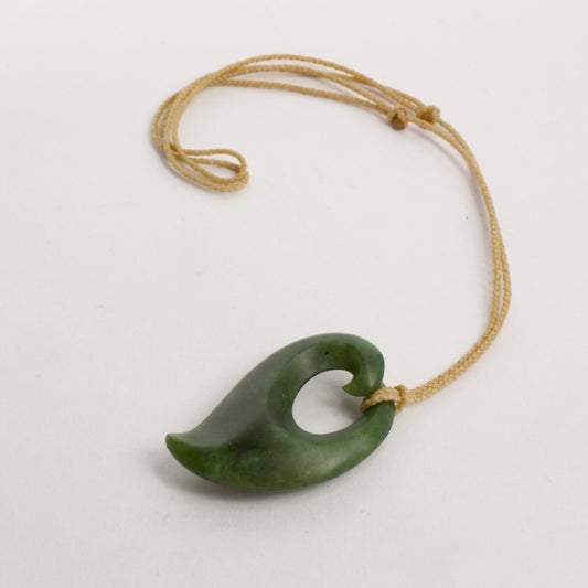 KAJ188: Pounamu fish hook pendant