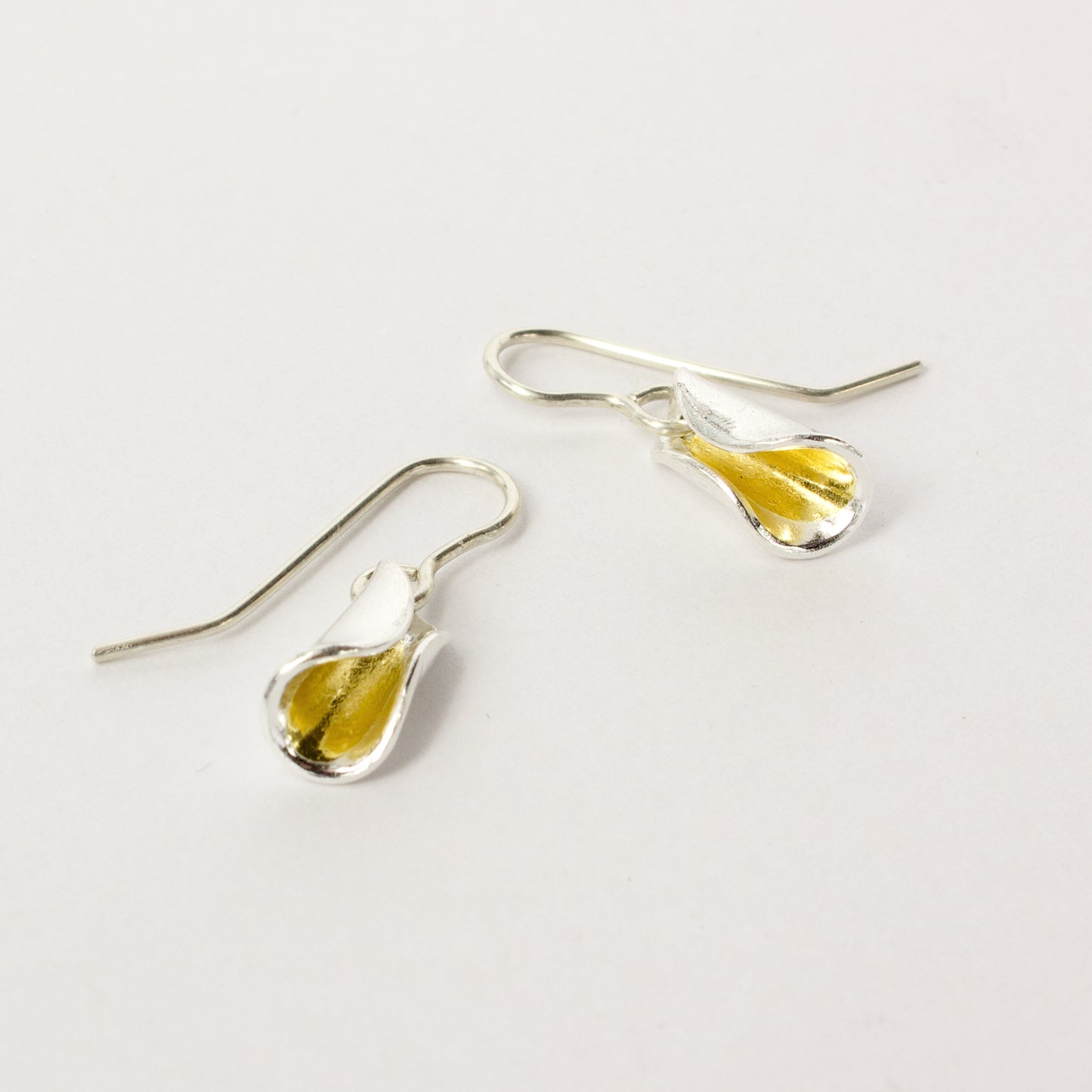 LA142:Fine silver and gold petite folded earrings