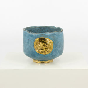 NT17: Tea bowl - blue with gold lustre