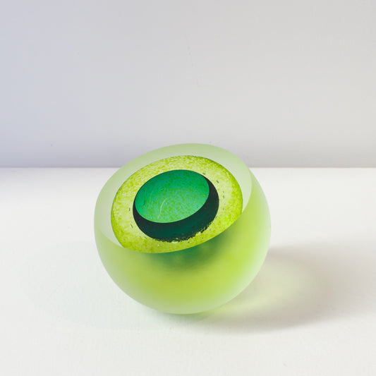 RH400A: Frosted double bubble geode - lime/forest
