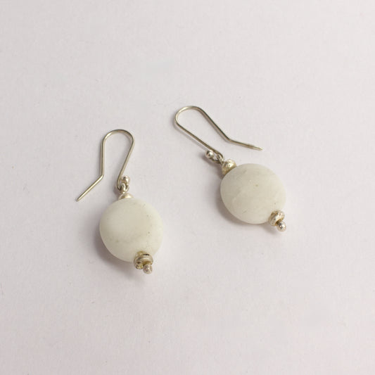 ACT408: Orepuki stone earrings - white