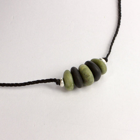ACT497: Five stone pendant - black and green