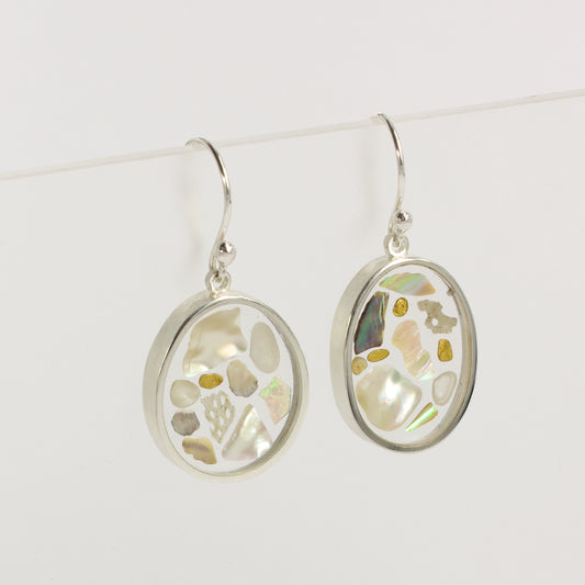 ACT513: Otago gold nugget and shell earrings