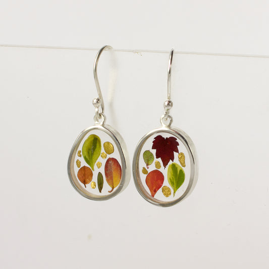 ACT515: Otago gold nugget and autumn leaf earrings