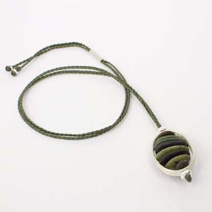 ACT521: Stone cell pendant - dark green