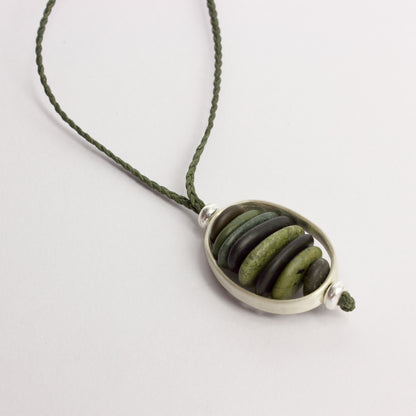 ACT521: Stone cell pendant - dark green