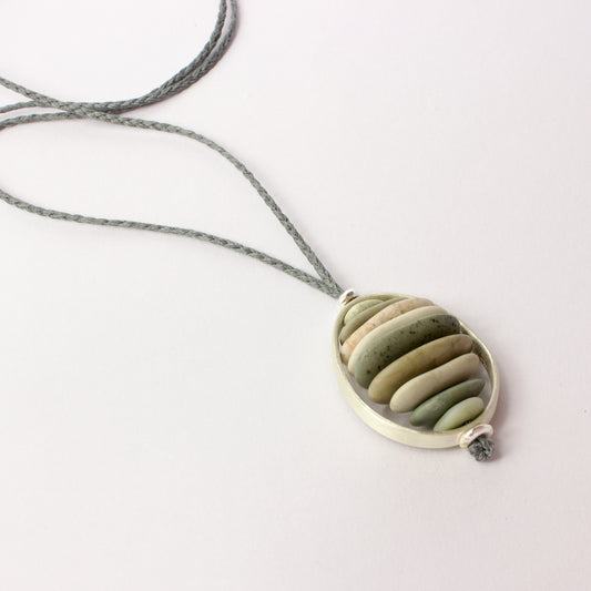 ACT522: Stone cell pendant - pale green
