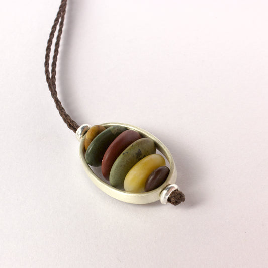 ACT523: Stone cell pendant - multicolour