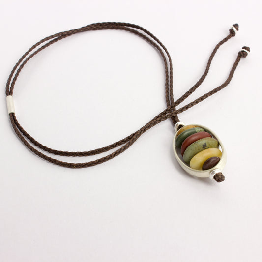 ACT523: Stone cell pendant - multicolour