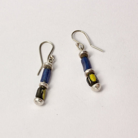 DM224C: Ancient Afghanistan glass bead earrings