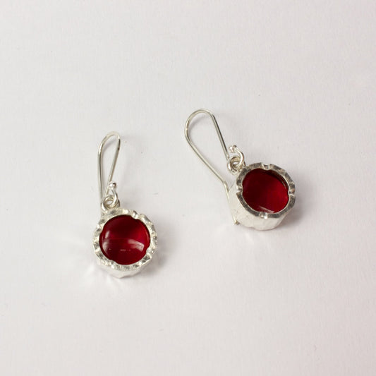 DM367C: Antique red glass earrings