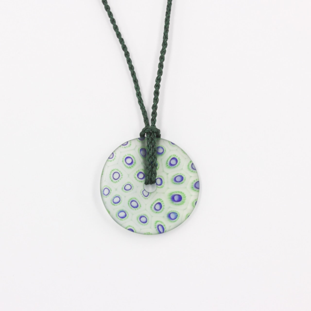 GSM24: Pi disc pendant - blue and green canes