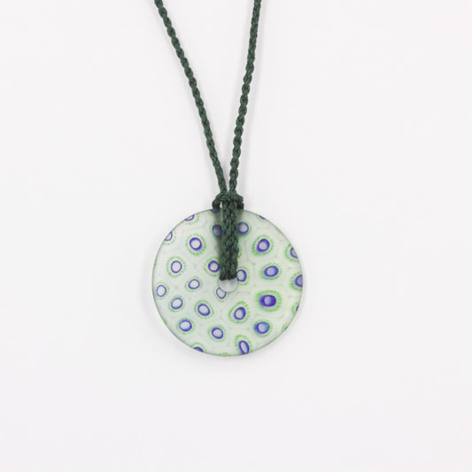 GSM24: Pi disc pendant - blue and green canes