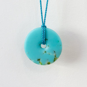 GSM09: Pi disc pendant - turquoise and blossoms