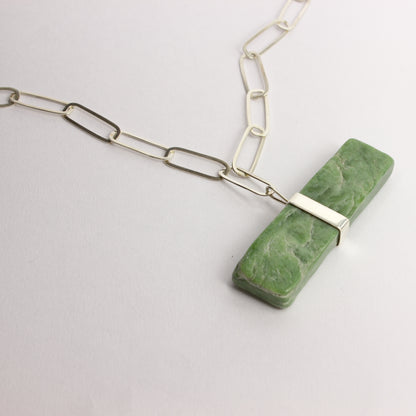 HA33: Down to earth pounamu pendant on handmade chain