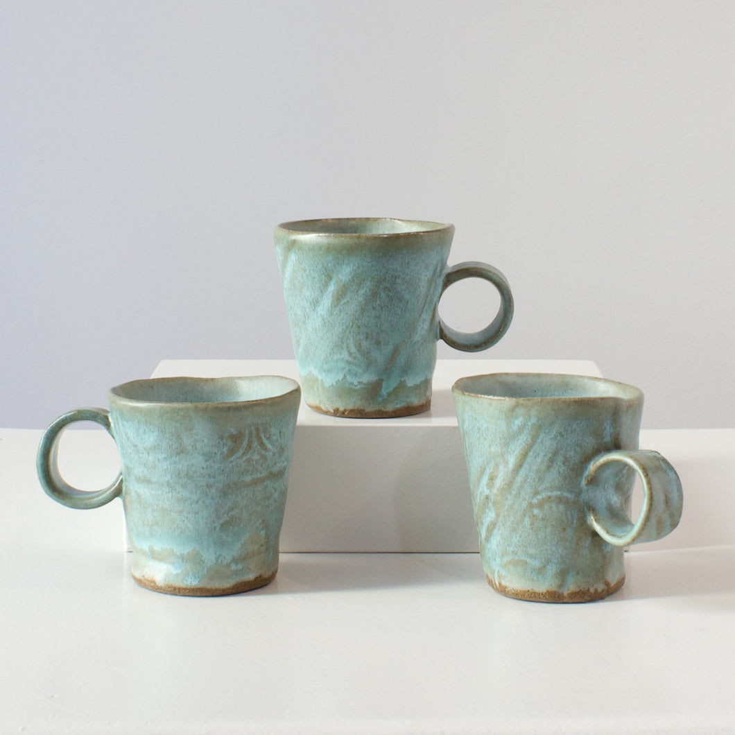 HP Mug: slab formed with blue glaze