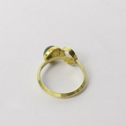 JB127: Moss agate and electrum double ring