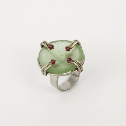 NA189: Sea glass and ruby ring