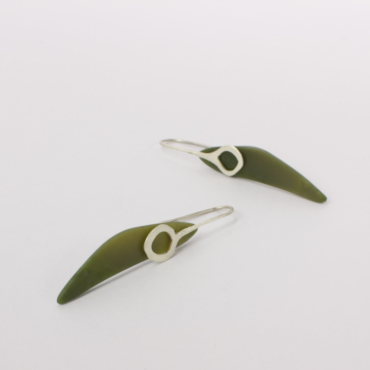 JMR264: Crescent pounamu earrings