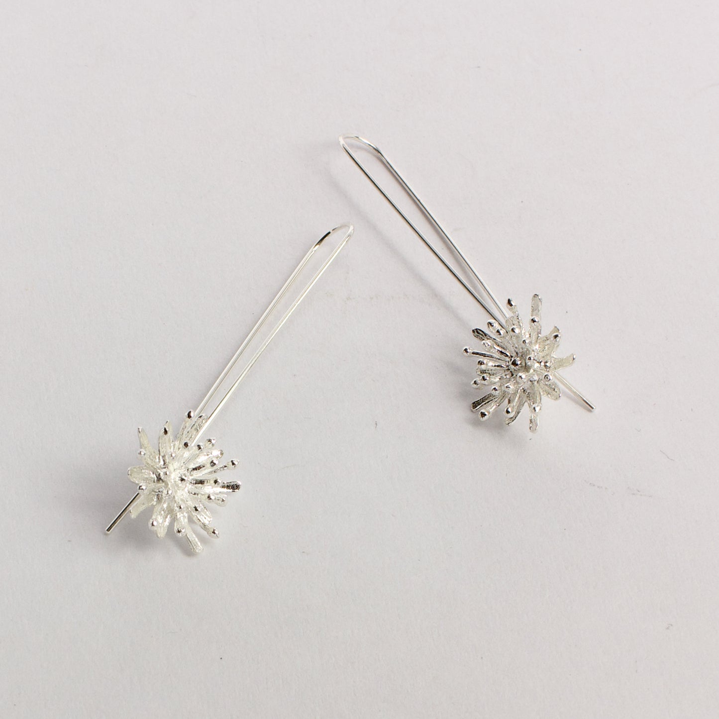 KS207: Mt Cook lily long stem earrings