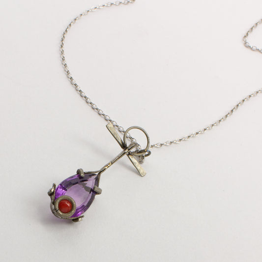 NA188: Amethyst and coral pendant