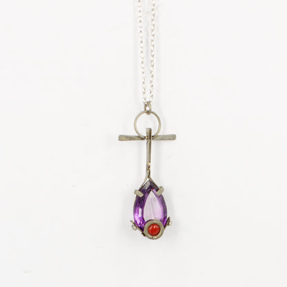 NA188: Amethyst and coral pendant
