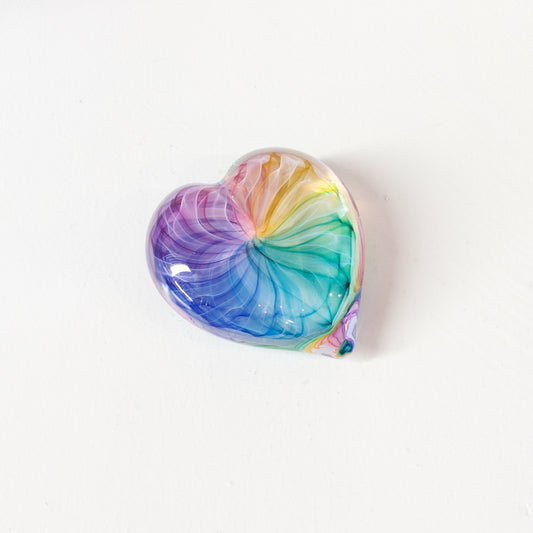 JCU: Rainbow heart paperweights
