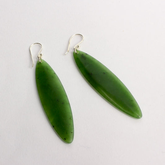 KAJ172: Pounamu oval earrings