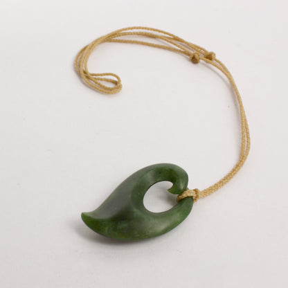 KAJ188: Pounamu fish hook pendant