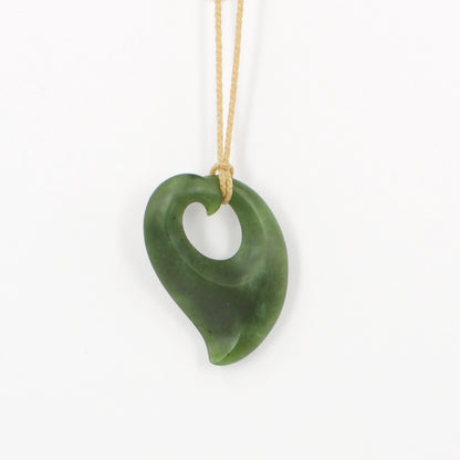 KAJ188: Pounamu fish hook pendant