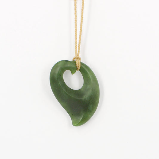 KAJ188: Pounamu fish hook pendant