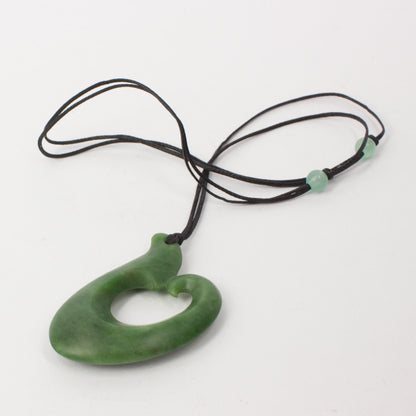 KAJ189: Pounamu fish hook pendant