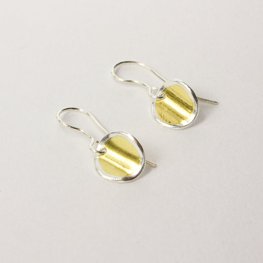 LA143: Fine silver and fine gold half-fold earrings