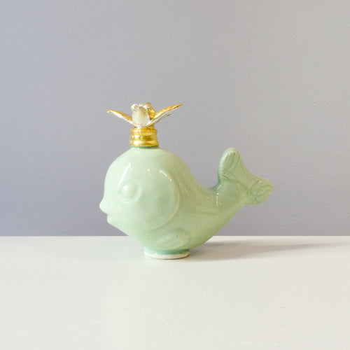 NML251: Whale with flower crown - Celadon
