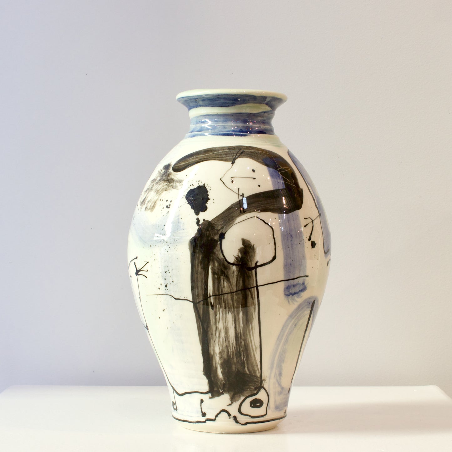 PH237C: Blue, black and white vase