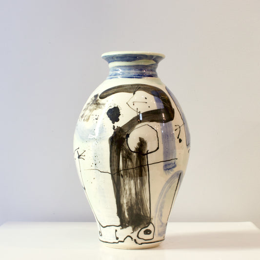 PH237C: Blue, black and white vase