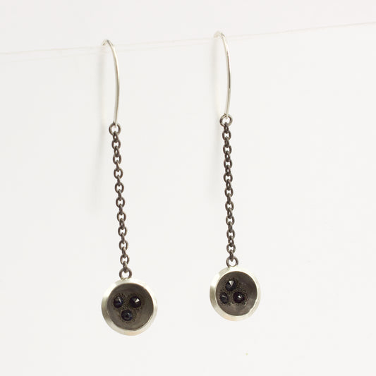 RMO90: Night rock pool earrings on chain