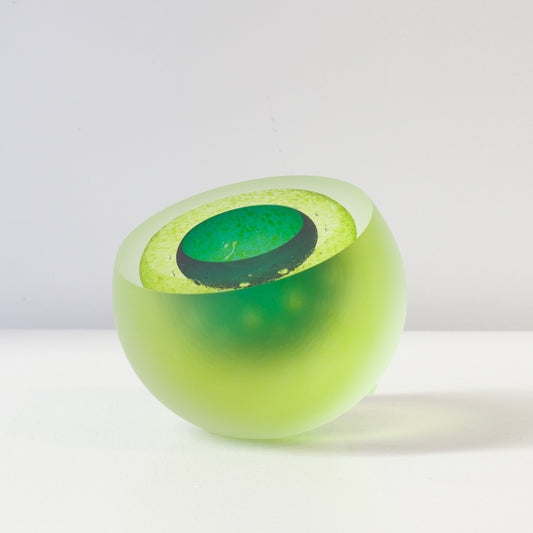 RH400A: Frosted double bubble geode - lime/forest