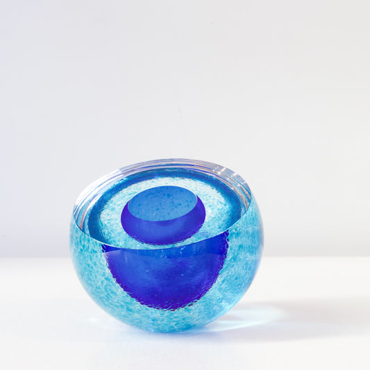 RH402A: Double bubble geode - blue/copper blue