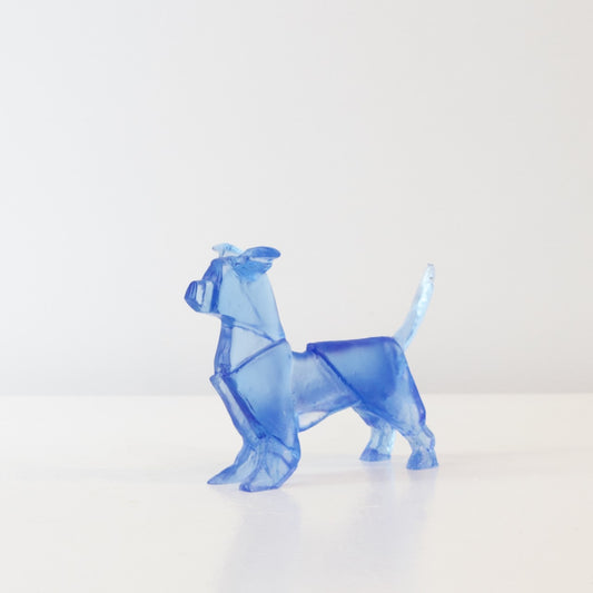 TBA110: Origami terrier dog with crooked ears - blue