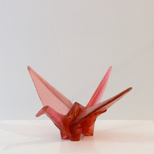 TBA13: Origami crane - gold ruby