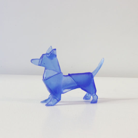 TBA140: Origami terrier dog - cobalt blue