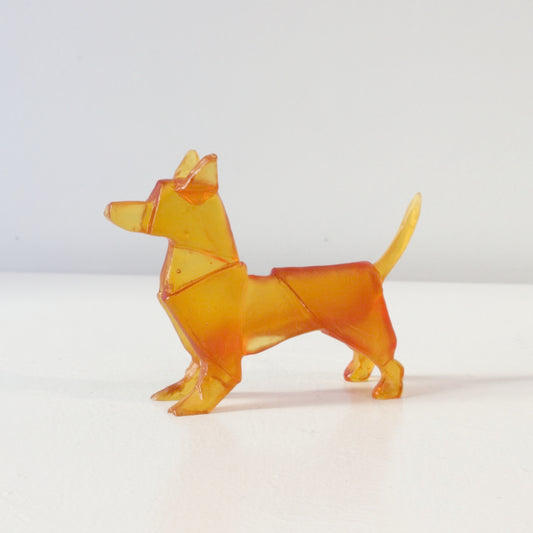 TBA142: Origami terrier dog - orange-red
