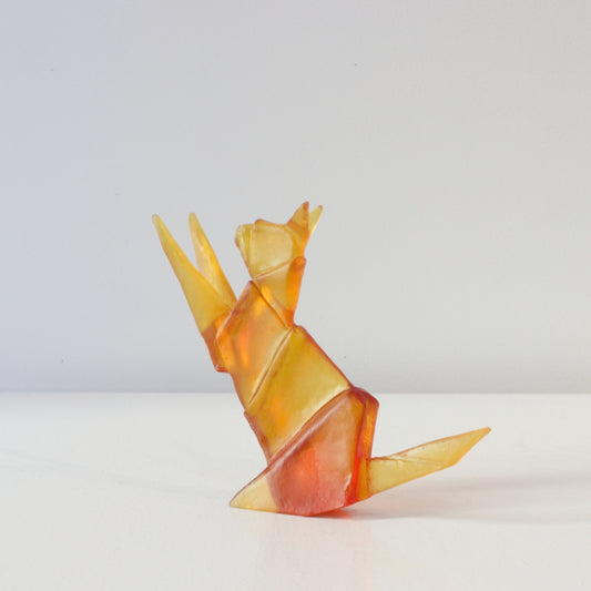 TBA145: Origami cat - orange-red