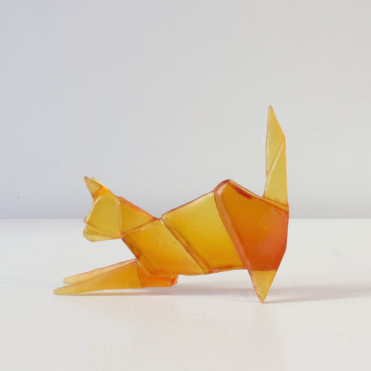 TBA145: Origami cat - orange-red