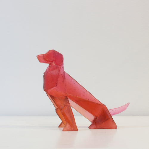TBA58: Origami dog - gold ruby