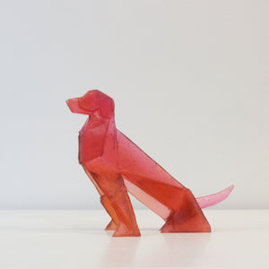 TBA58: Origami dog - gold ruby