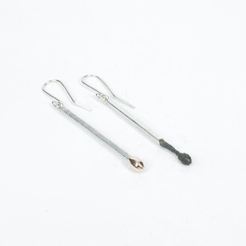 DM: Burnt and live matchstick earrings