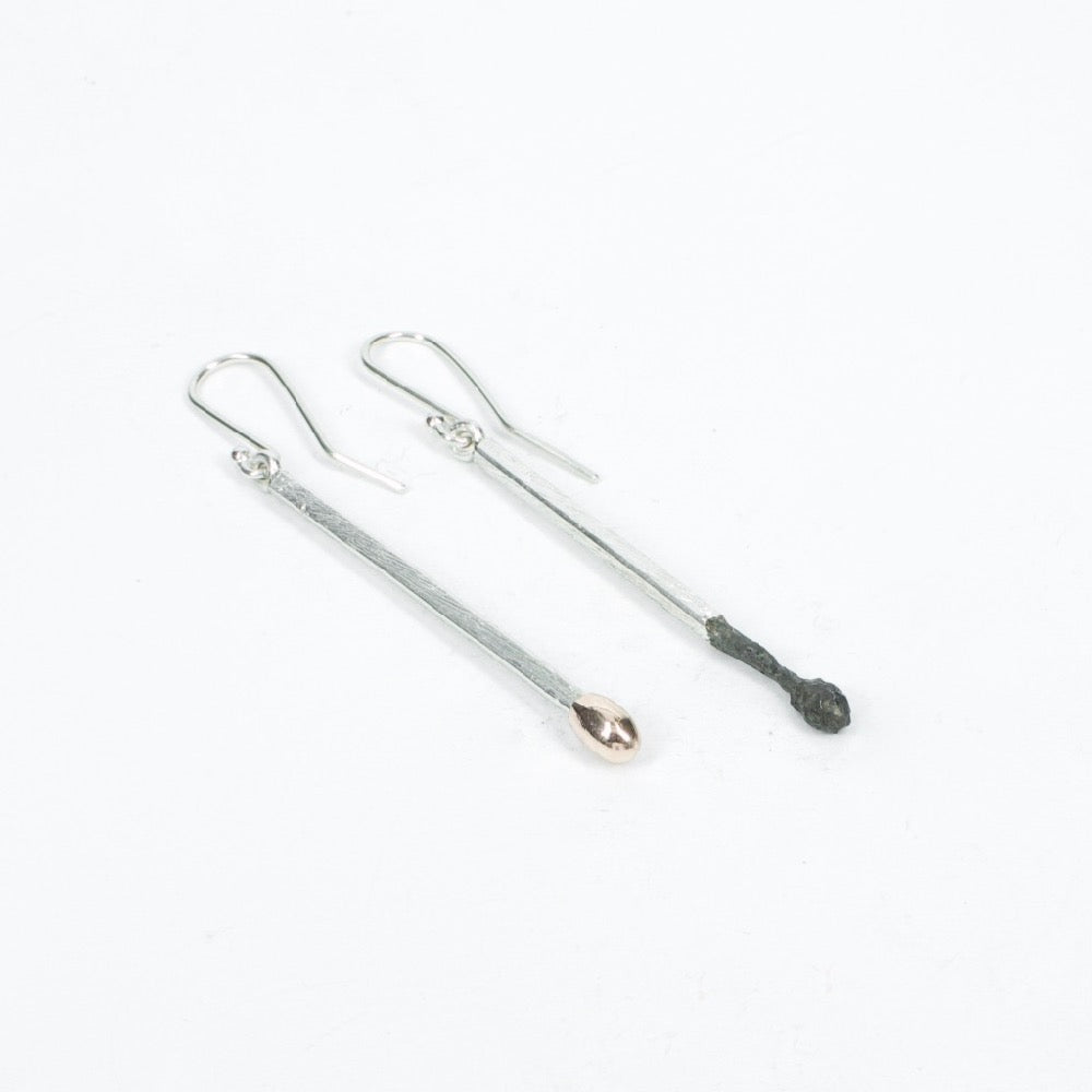 DM: Burnt and live matchstick earrings